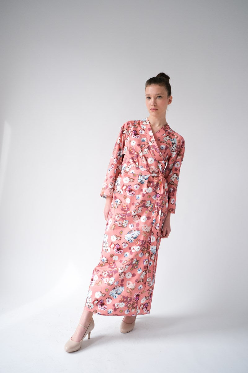 HARU regulowana sukienka kimono z bawełny satynowanej